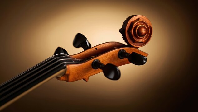 Close-up of a violin (viola) head.