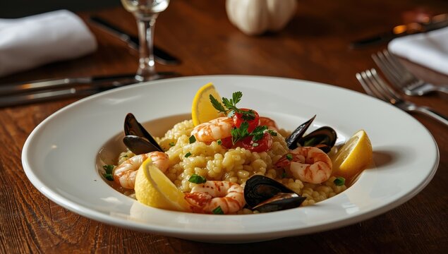 Mediterranean seafood risotto.