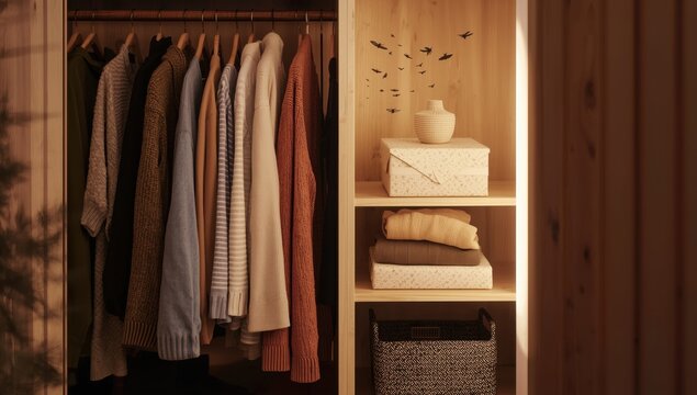 Non-toxic sticky trap for male clothes moths in closet. Pest prevention.