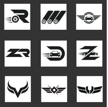 Minimalist Automotive Letter amp Speed Icons set pack