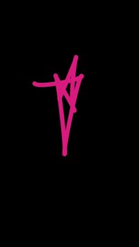 Neon pink arrow glowing on black background for modern digital signage and futuristic design