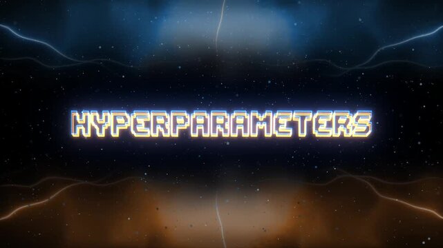 Hyperparameters Neon text with retro style background