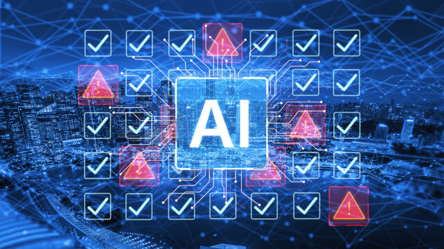 Futuristic artificial intelligence concept depicting AI hallucination, processing errors, and generating misinformation. Represents the risks of unreliable algorithms and model collapse. Corpus