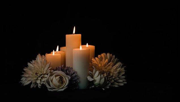 vertical image of candles on dark backdrop