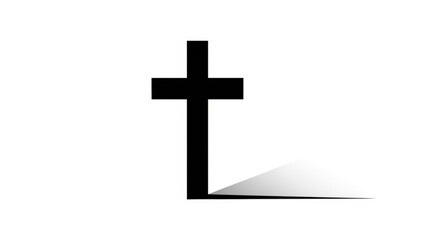 Obraz premium A minimalist black cross icon with a subtle shadow on a white background