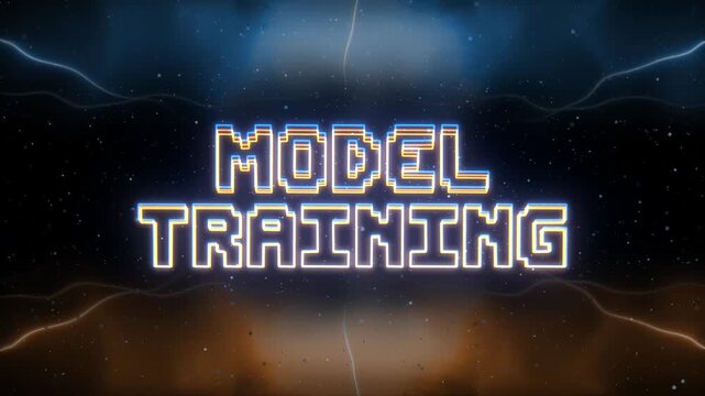 Model Training Neon text with retro style background