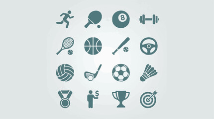 Fototapeta premium Set of various sport and leisure activity icons on light background