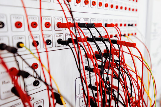 Connecting of cables, close up