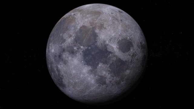 Rotating Moon Closeup in Space with Detailed Lunar Surface 