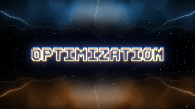 Optimization Neon text with retro style background
