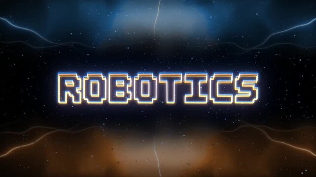 Robotics Neon text with retro style background