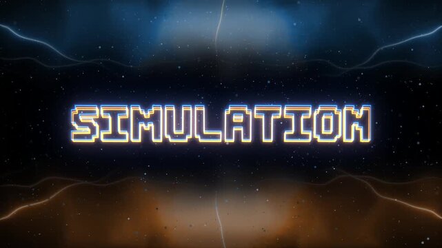 Simulation Neon text with retro style background