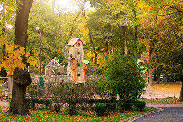 landscape park with decorative playground fortress architecture