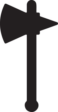 Stylized black silhouette icon of a medieval war hammer with a pointed pick and axe head.
