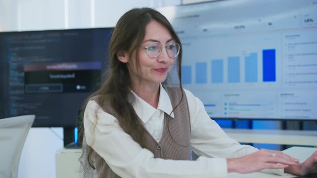 Smart programmer architect explains AI agent workflow in online meeting, showcasing new paradigm shift disrupting modern business through intelligent automation and digital transformation.