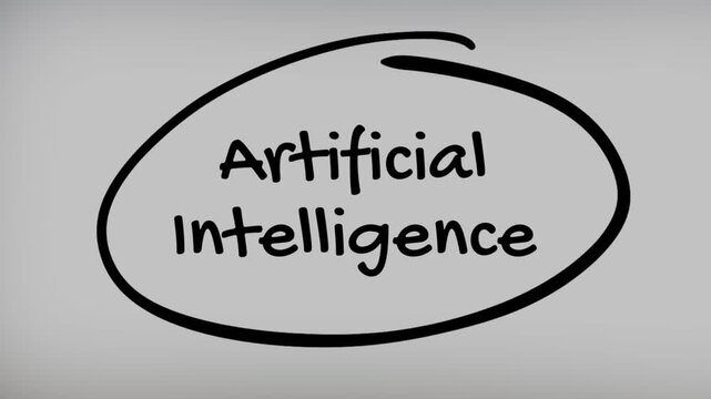 Artificial Intelligence Hand Writing Text on Glass Screen
