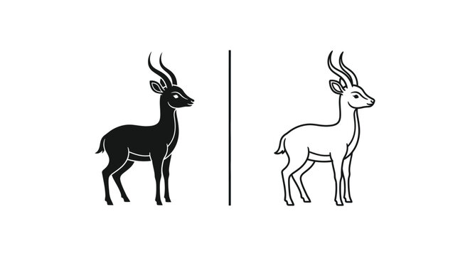 Antelope Symbols: Black and White Contrast Designs Vector