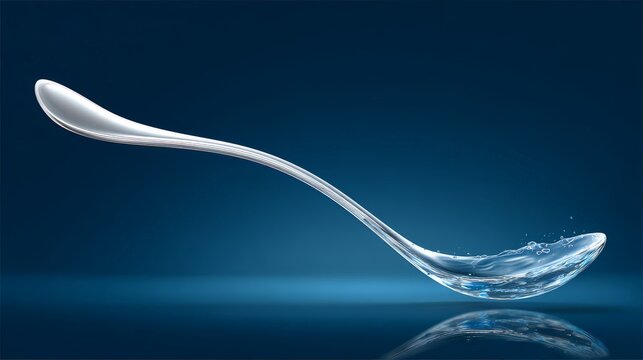 Spoon capturing a droplet of water elegantly. natural biotech innovation, organic wellness, environmental health