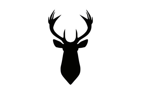 Deer head silhouette emblem design portraying wildlife, nature, and hunting concepts. Transparent background
