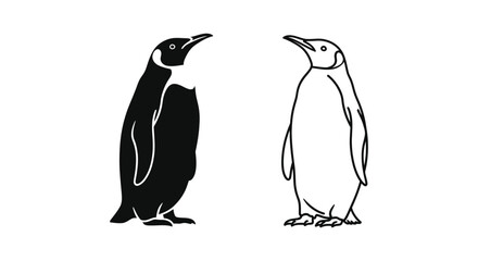 Obraz premium Adorable Penguin Silhouettes - Unique Black & White Vector Art Vector