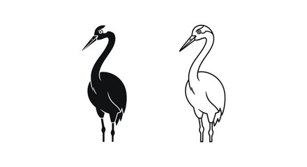 Fototapeta premium Black and White Crane Birds Silhouette Design Vector