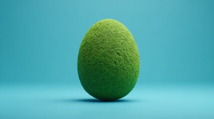 Vibrant green egg on a blue background. natural biotech innovation, organic wellness, environmental health