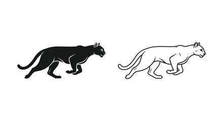 Fototapeta premium Black and Spotted Big Cats Comparison Guide Vector