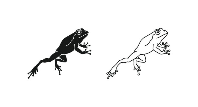 Black and White Tree Frog Illustrations Vector