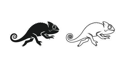 Chameleon Illustration Art: Unique Black & White Design Vector © Sultan