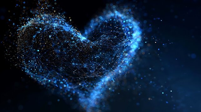 A celestial heart composed of shimmering particles against a dark background, evoking a sense of wonder and cosmic beauty.