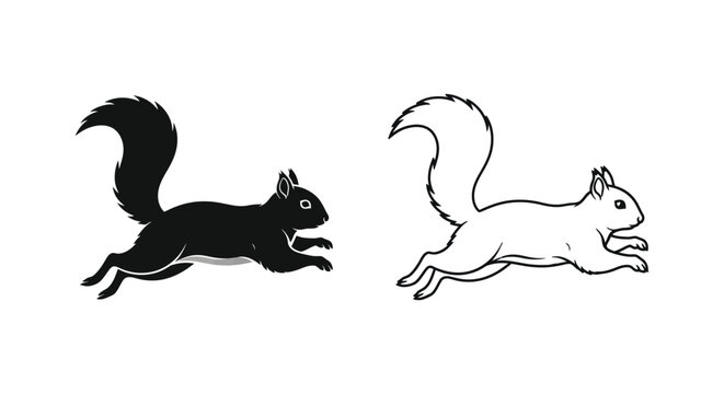 Squirrel Running Silhouette Design Ideas Vector