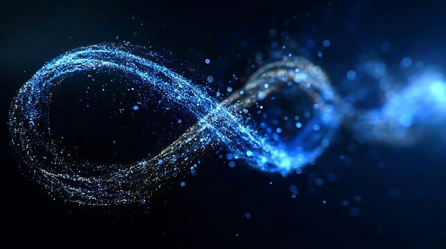 An abstract representation of infinity composed of glowing particles. The design features a looping, flowing form that evokes a sense of endlessness and boundless possibilities