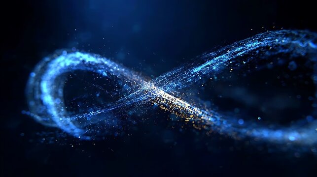 A shimmering infinity symbol created with glowing particles, representing endless possibilities 
