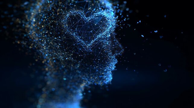 A digital image of a human profile with a heart outline