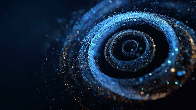 A mesmerizing spiral of cosmic dust, revealing the vastness of the universe. The swirling particles create a sense of depth and wonder.