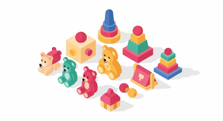 Obraz premium Colorful plastic toy blocks and animals.