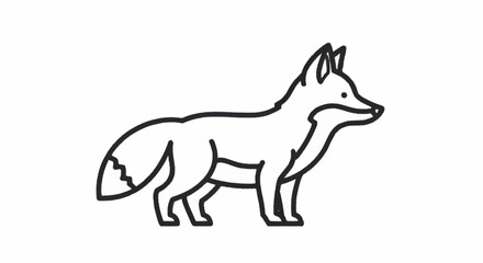 Fototapeta premium Black line drawing of a fox.
