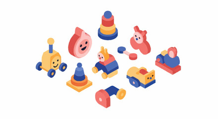 Fototapeta premium Colorful toy vehicles and blocks.
