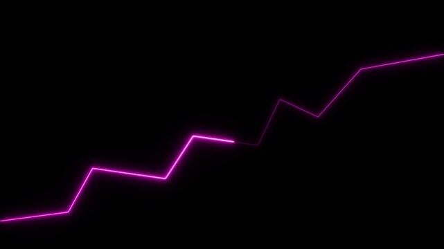Pink Neon Line Graph Ascending on Black Background