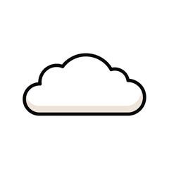 Fototapeta premium A simple illustration of a white cloud with a black outline against a white background.
