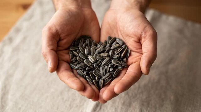 Heart shape made from natural grains on wooden surface showing healthy eating and love for organic food