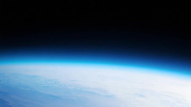 Blue Planet Horizon with Sparkling Cosmic Particles, Abstract Space Background, Atmospheric Glow, Futuristic Astronomy Texture, Celestial Light and Elegant Universe Conceptblue pla