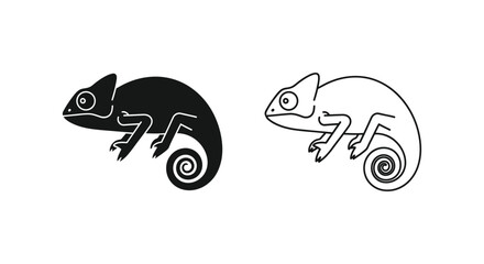 Chameleon Symbols: Unique Black and White Designs Vector © Sultan