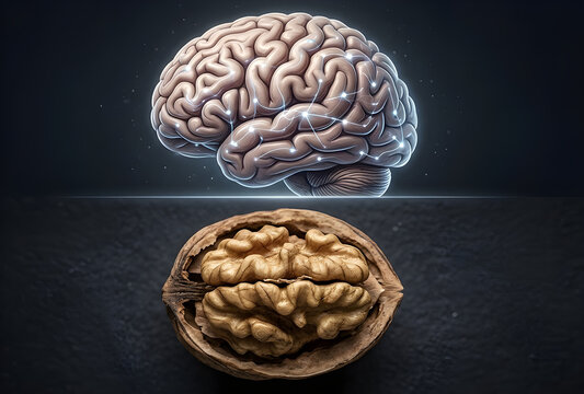 human brain and walnut