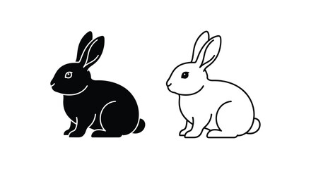 Fototapeta premium Black and White Rabbit Symbols Design Vector