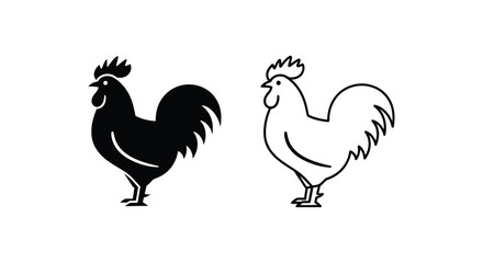 Fototapeta premium Rooster Icons: Black & White Vector Designs Vector