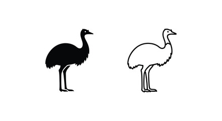 Fototapeta premium Emus Silhouette: Male vs Female Bird Identification Guide Vector