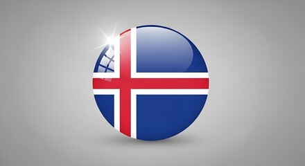 Obraz premium Glossy Icelandic flag sphere icon
