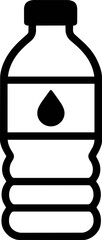 Fototapeta premium illustration of a plastic water bottle with a drop symbol on the label. Minimal black silhouette icon representing drinking water, hydration, and beverage packaging