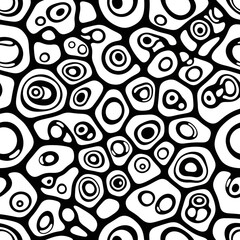 Fototapeta premium Seamless Abstract Biological Cell Pattern in Black and White